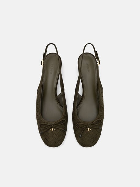 Anna Woven Mary Jane Pumps, Olive