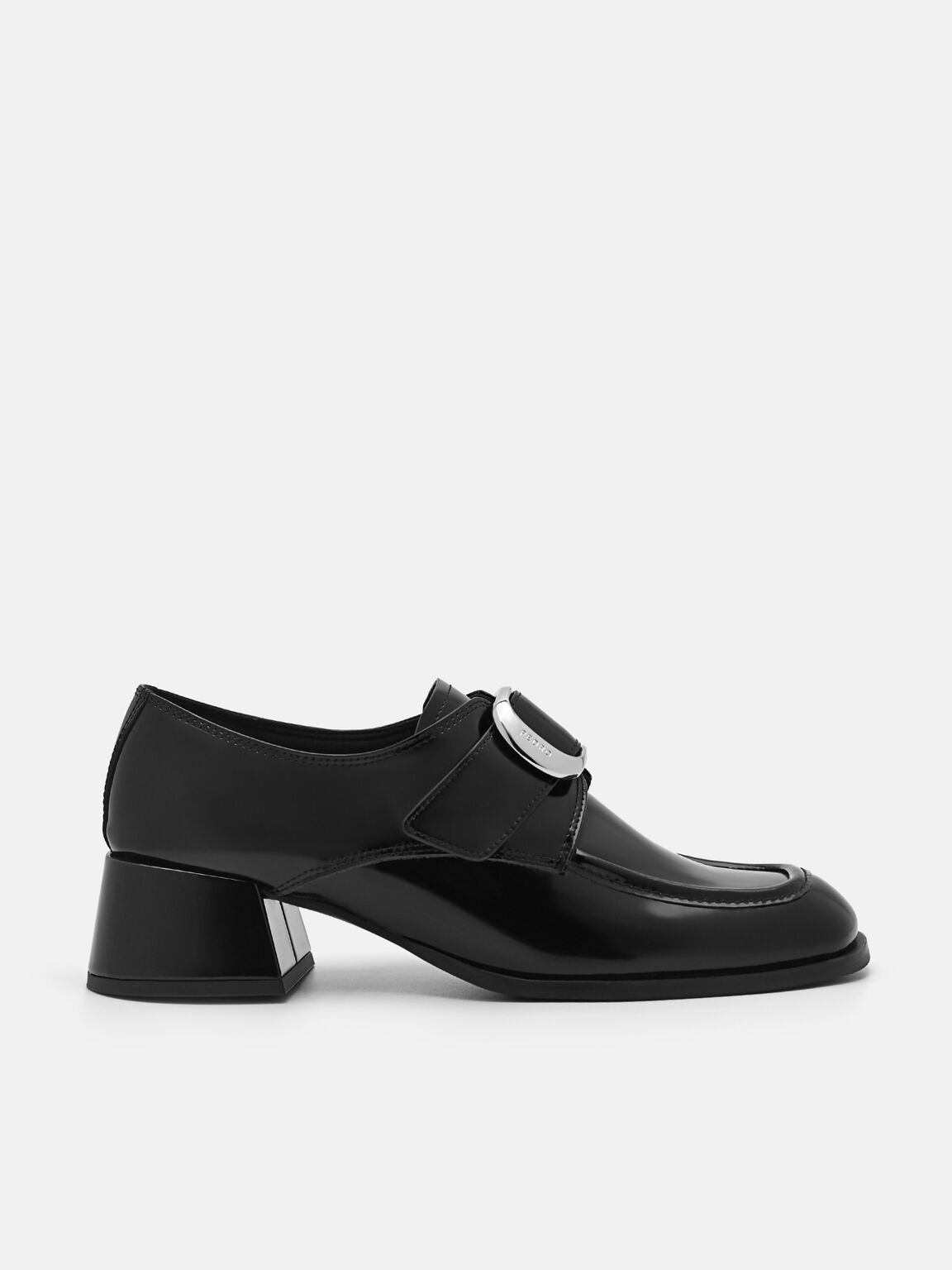 Eden Leather Heel Loafers, Black