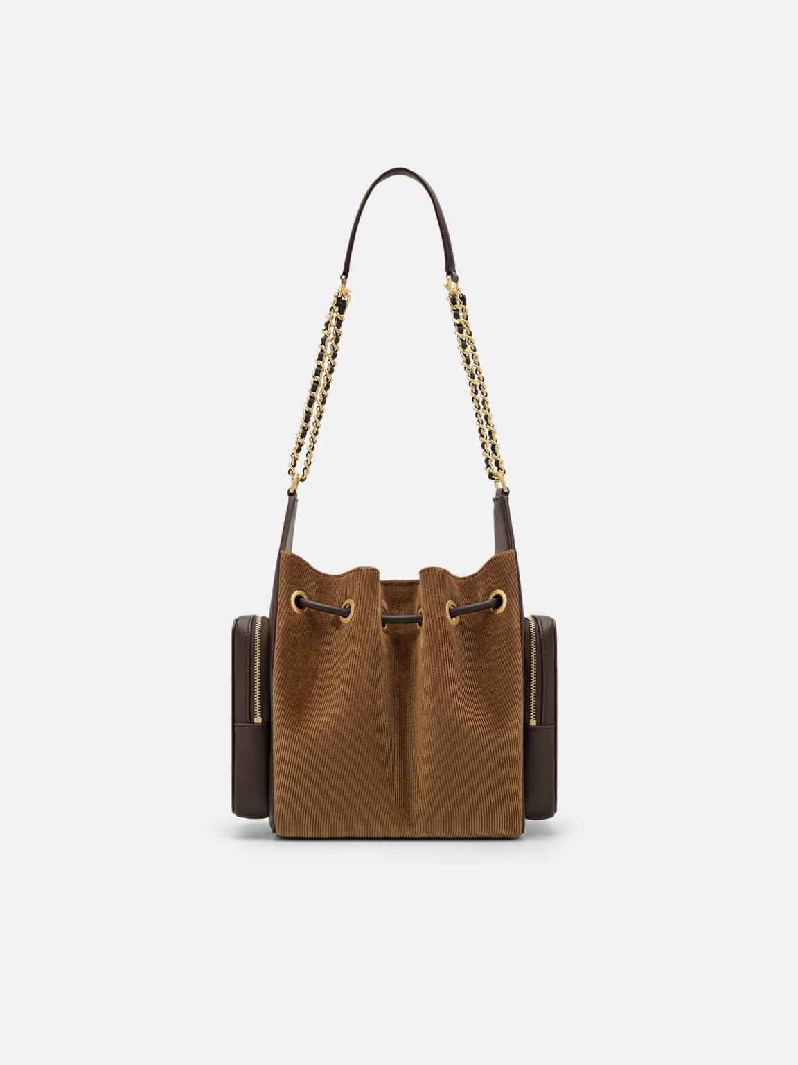 Drawstring Bucket Bag, Multi Fabric