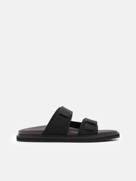 Band Slide Sandals, Black