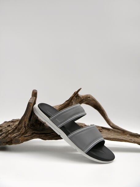 Padded Double Strap Sandals, Grey