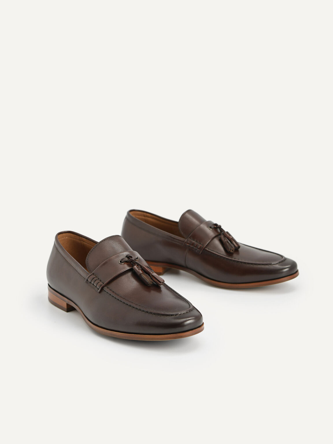 Leather Tasselled Loafers, Dark Brown