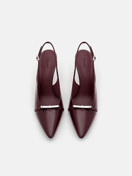 Jeanine Patent Leather Heel Slingback Pumps, Burgundy Patent