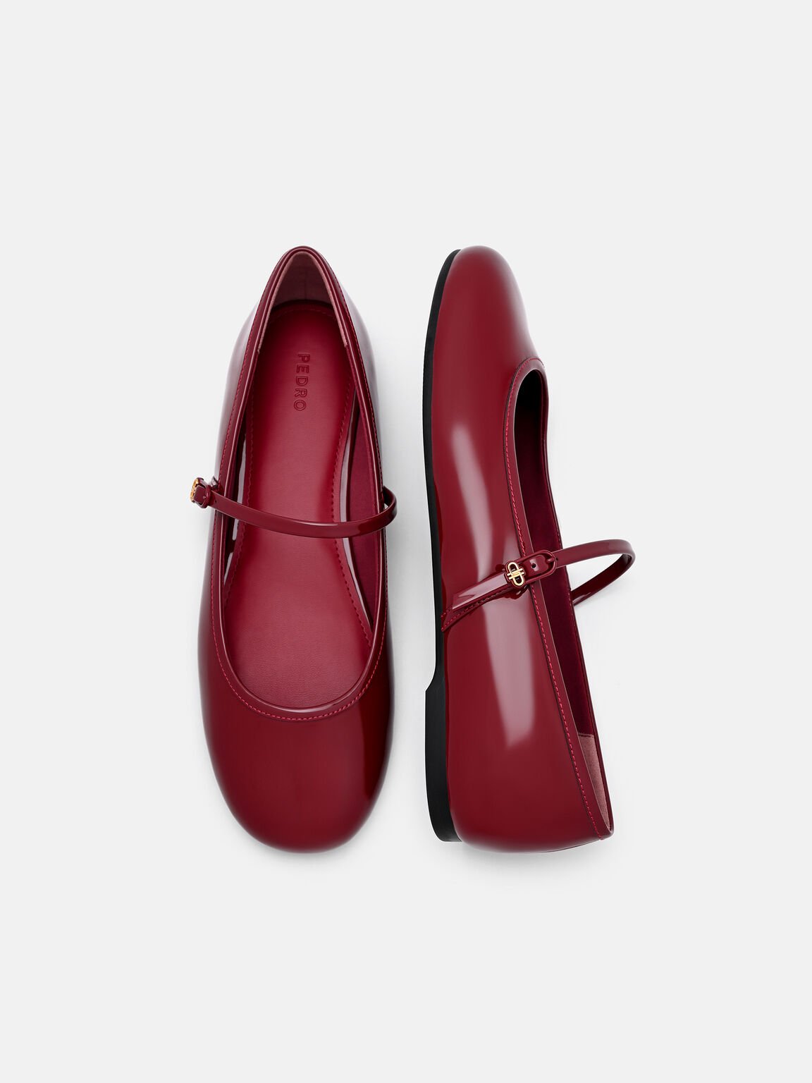 Claude Leather Mary Jane Flats, Red