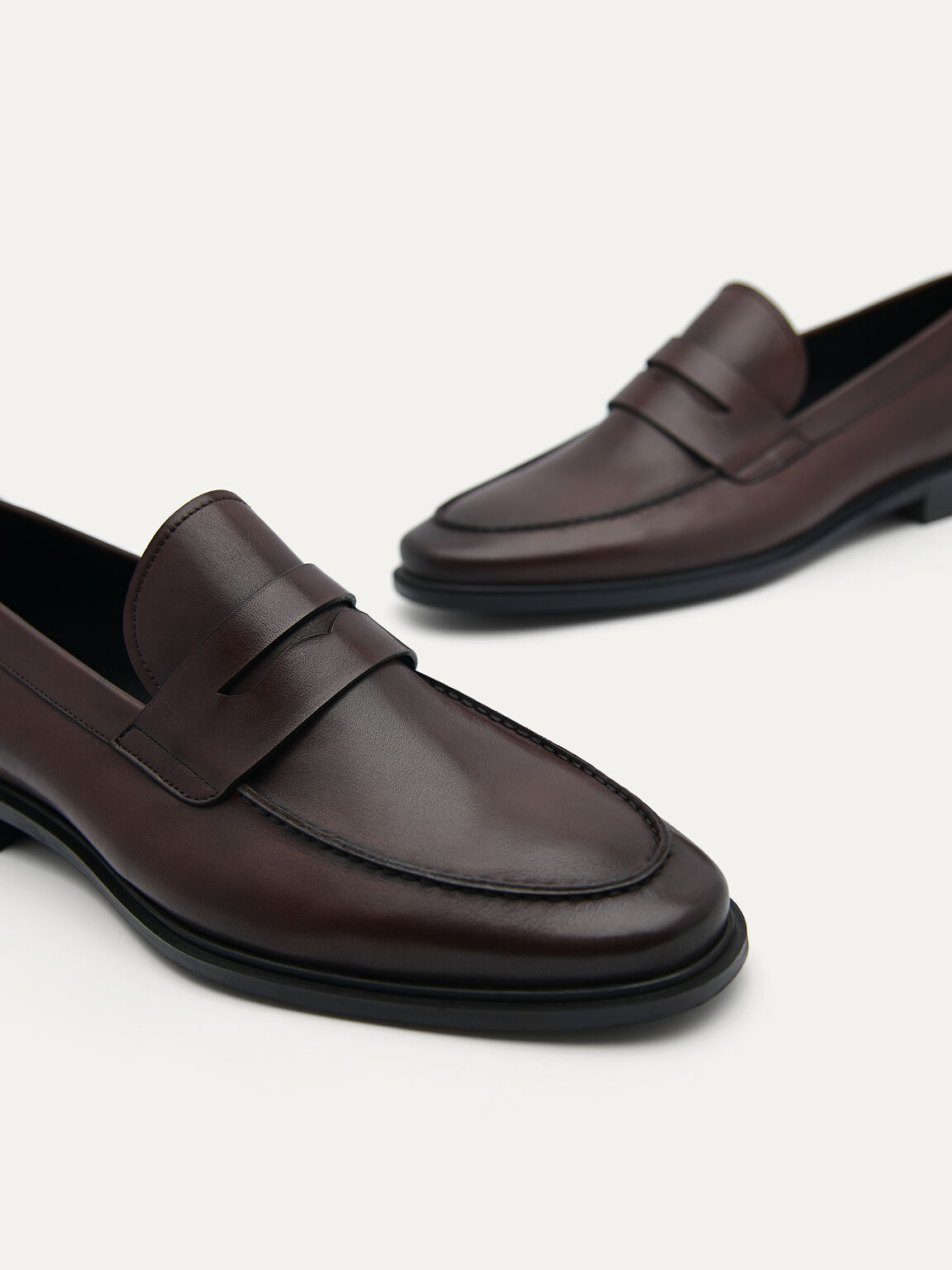 Bailey Calf Leather Loafers, Dark Brown