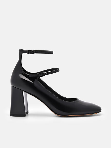 Effie Leather Heel Pumps, Black