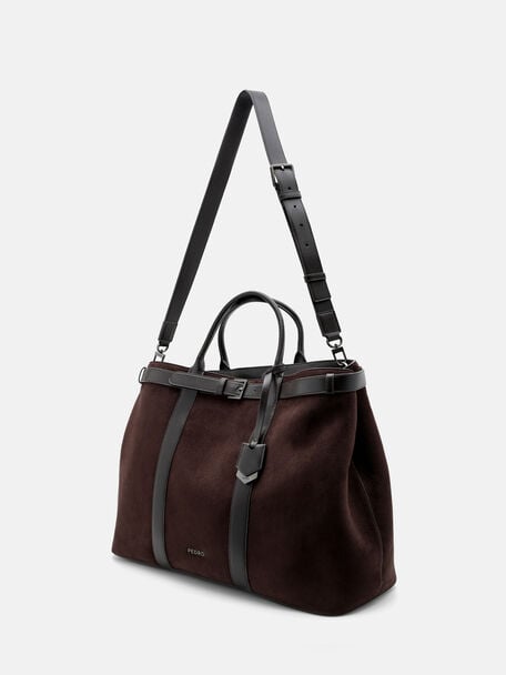 Tyson Duffel Bag, Espresso Brown Suede