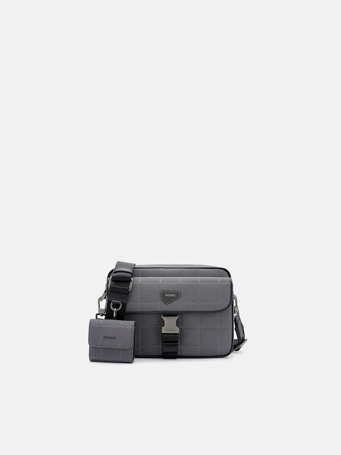 Taper Compact Crossbody Bag, Grey Nylon