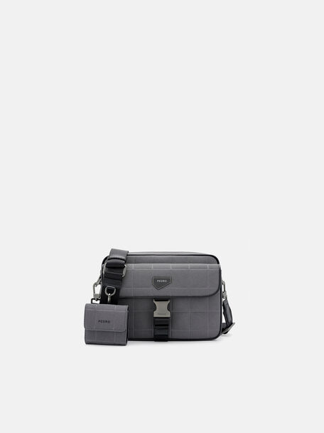 Taper Compact Crossbody Bag, Grey Nylon