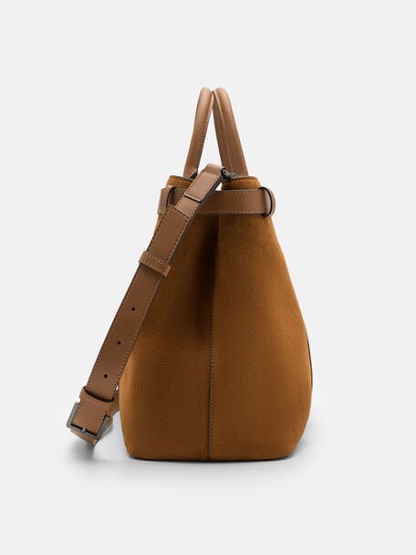 Tyson Medium Duffel Bag, Cognac Suede