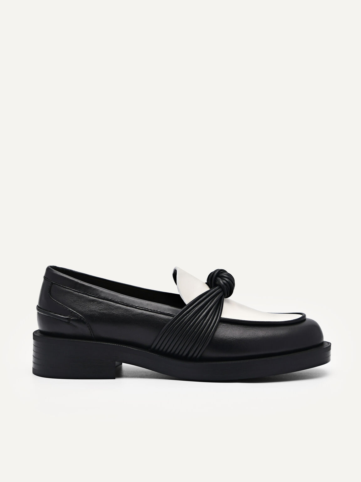 Leather Knot Loafers, Black