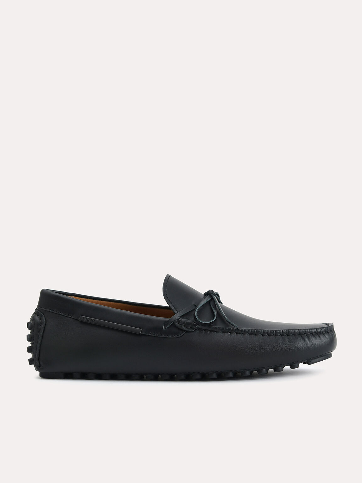 Leather Moccasins with Bow Detailing, Black