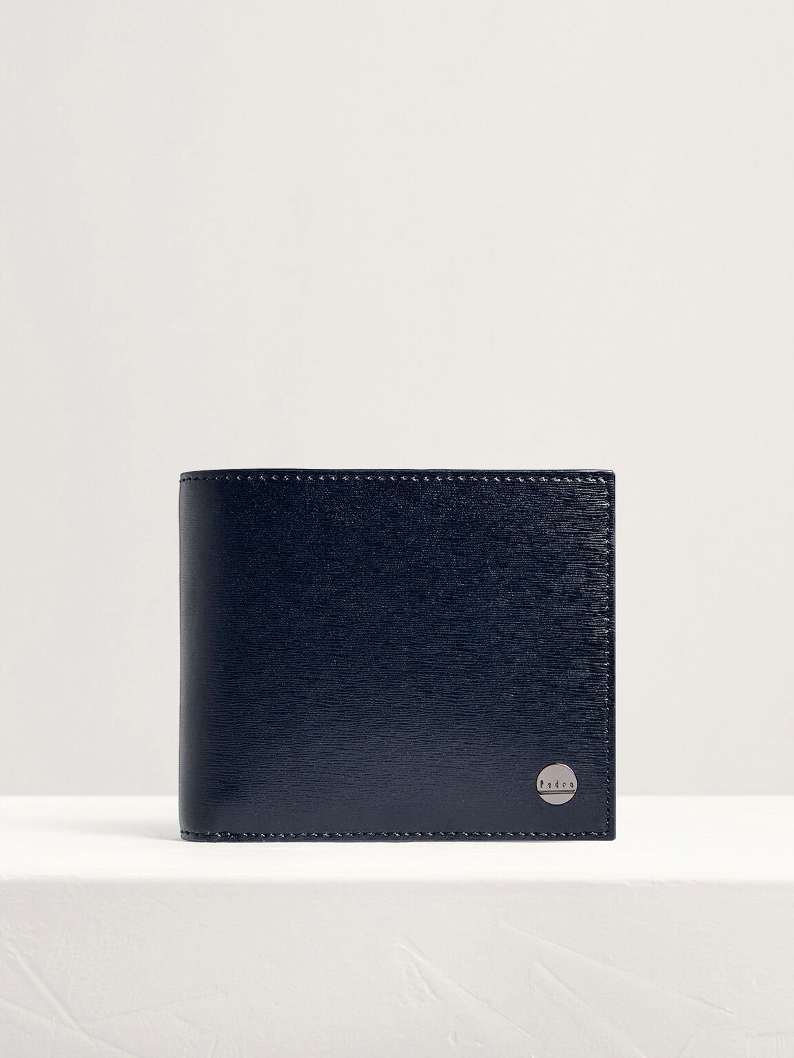 Leather Bi-Fold Flip Wallet in Two-Tone, Navy
