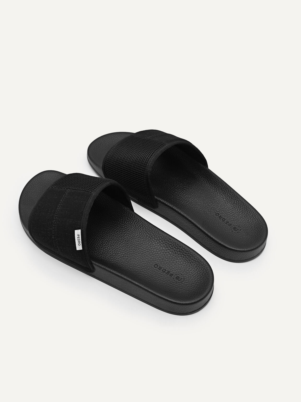 Denim Slide Sandals, Black