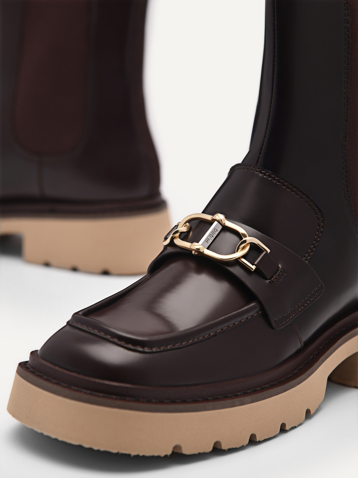 Leather Platform Chelsea Boots, Dark Brown