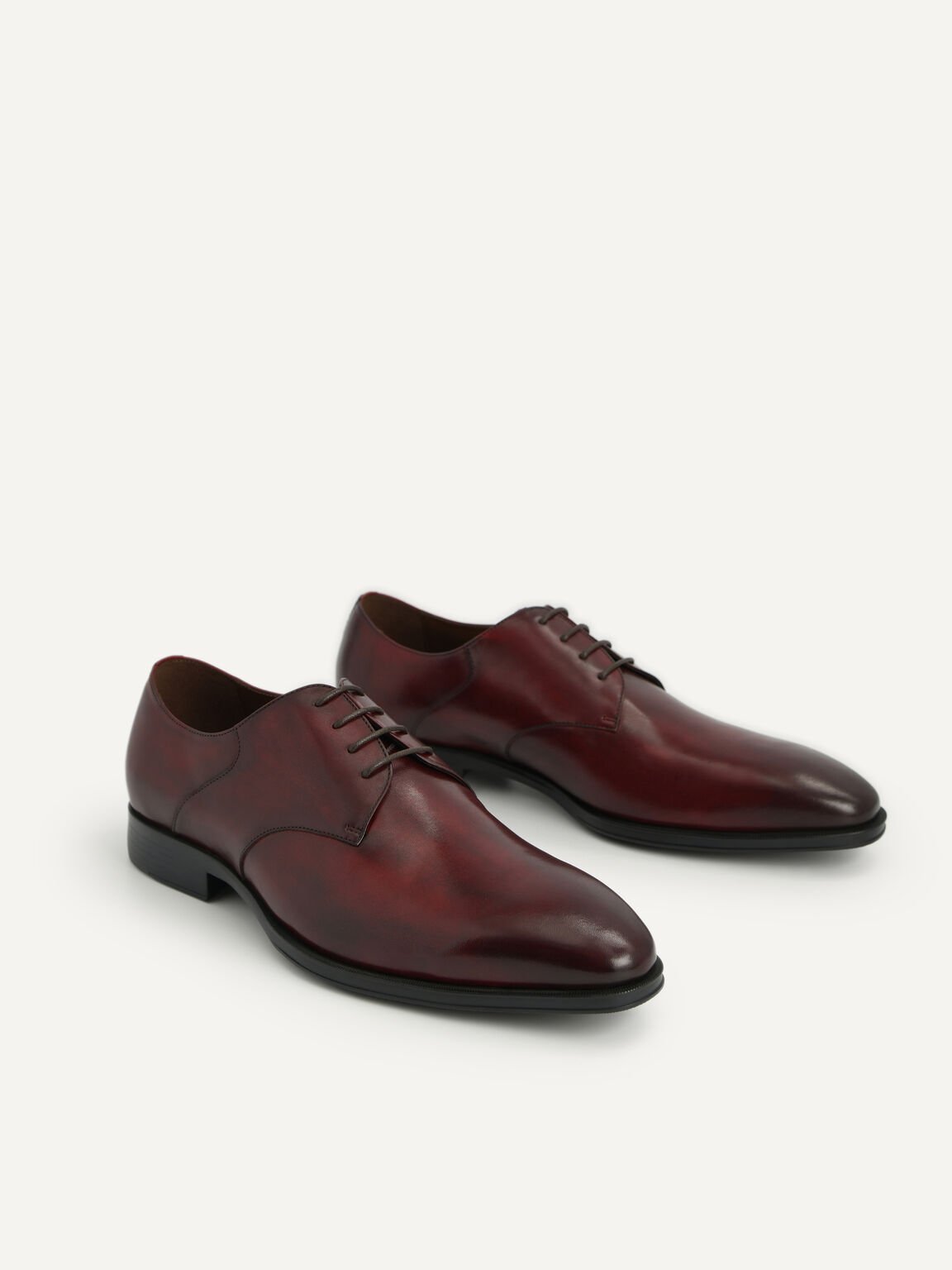 Leather Derby Shoes, Maroon