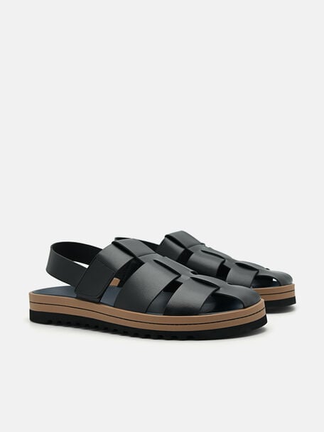 George Caged Sandals, Black