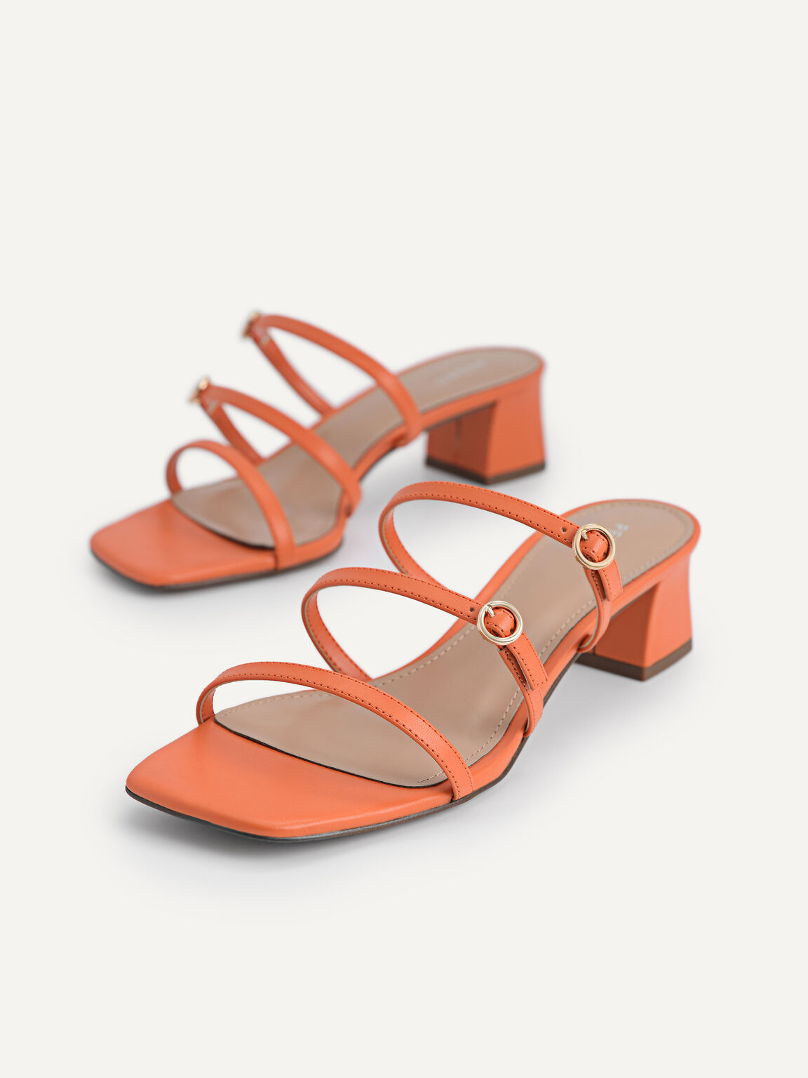 Strappy Heeled Sandals, Orange