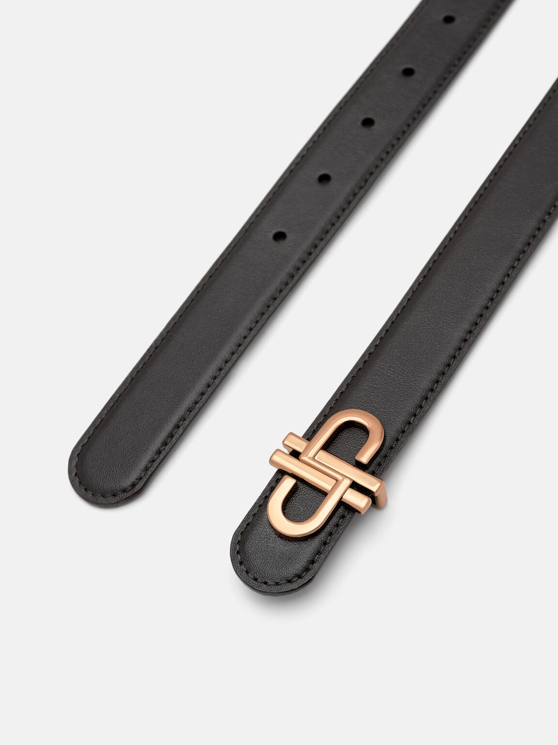 Leather Tang Belt, Dark Brown