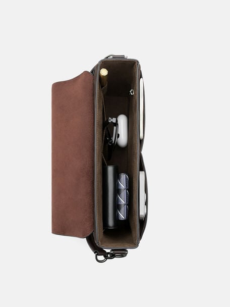 Patrice Leather Messenger Bag, Espresso Brown