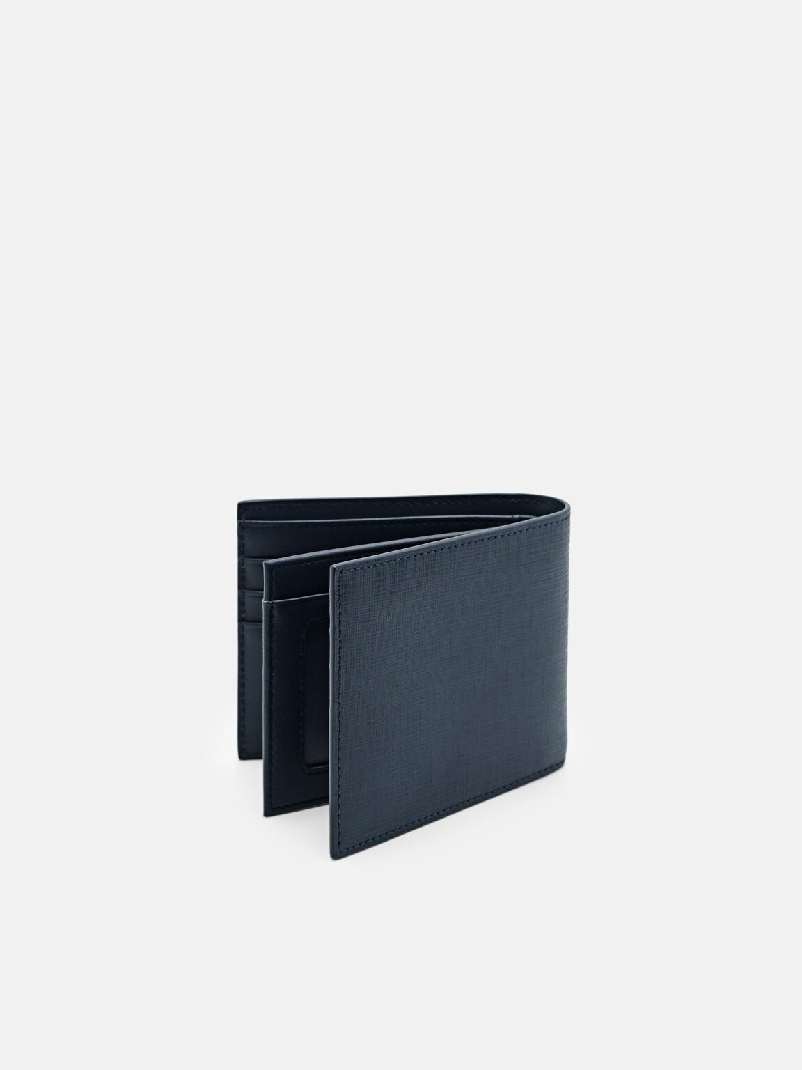 Textured Leather Wallet, Navy