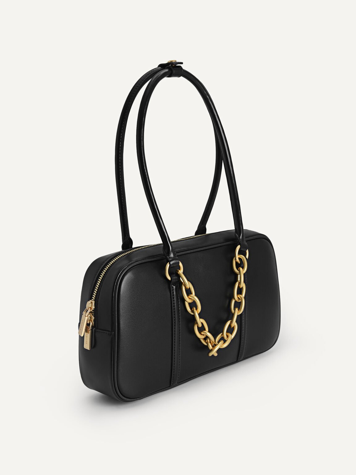 Chain Detailed Top Handle Bag, Black