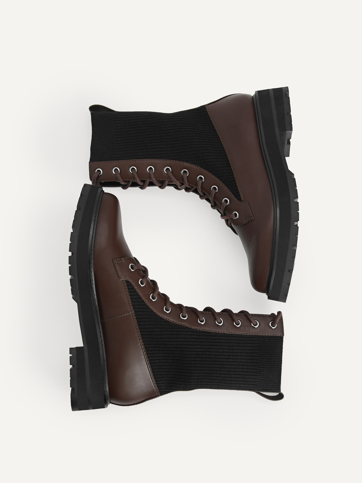 Chunky Lace-up Boots, Dark Brown