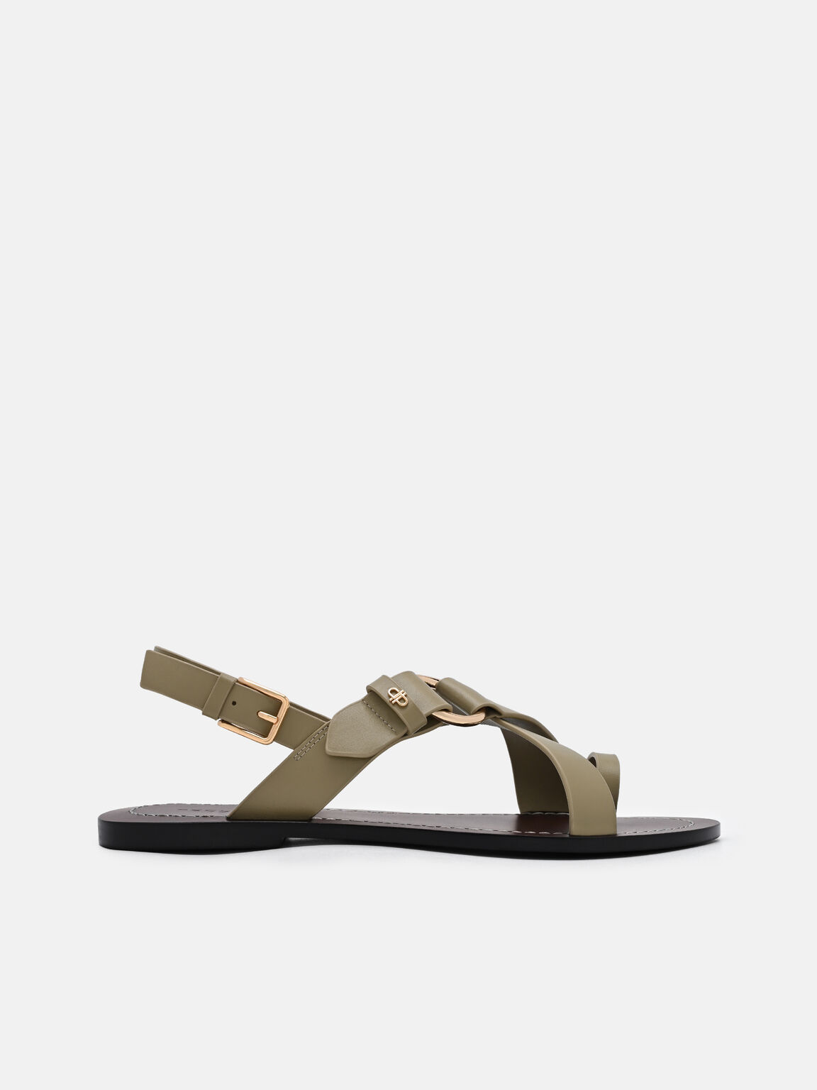 Roe Leather Backstrap Sandals, Olive