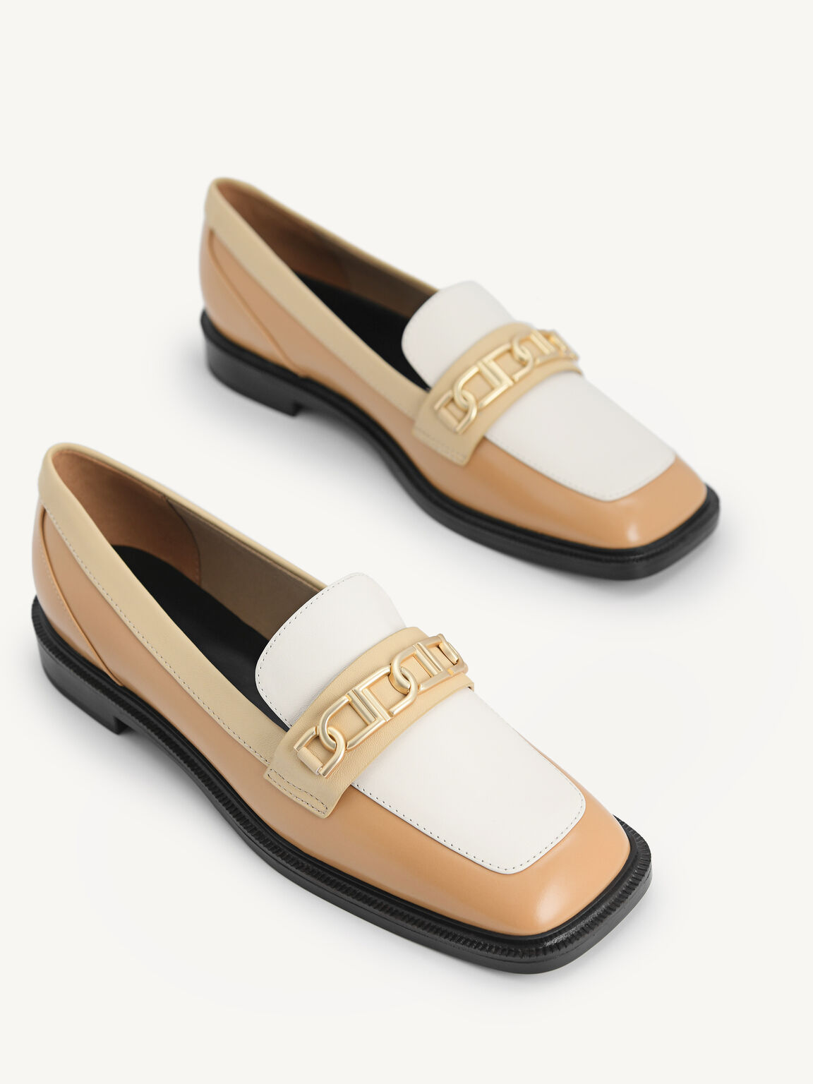 Icon Leather Square Toe Loafers, Camel