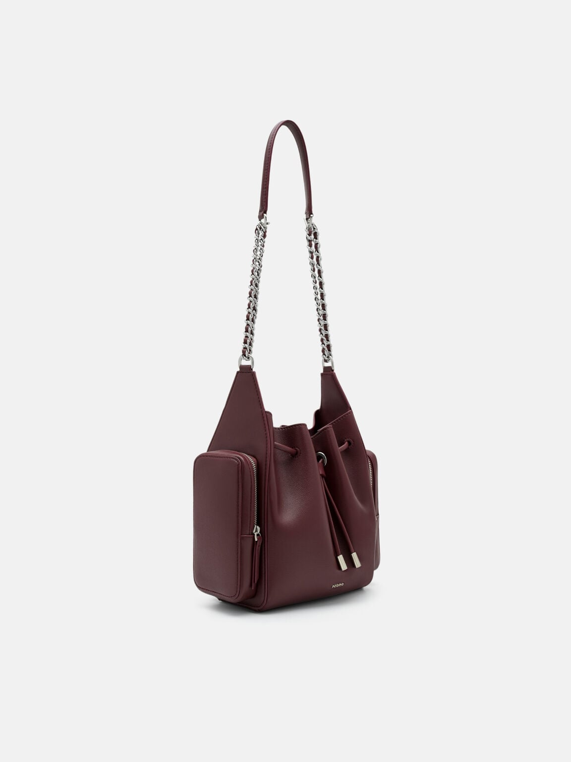 Drawstring Bucket Bag, Burgundy