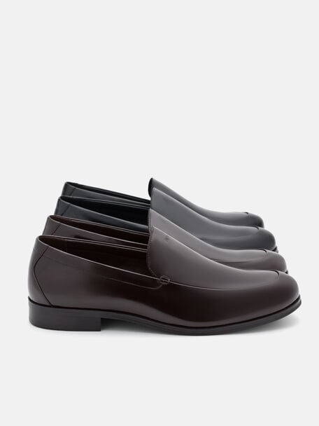 Boxed Leather Loafers, Black Box