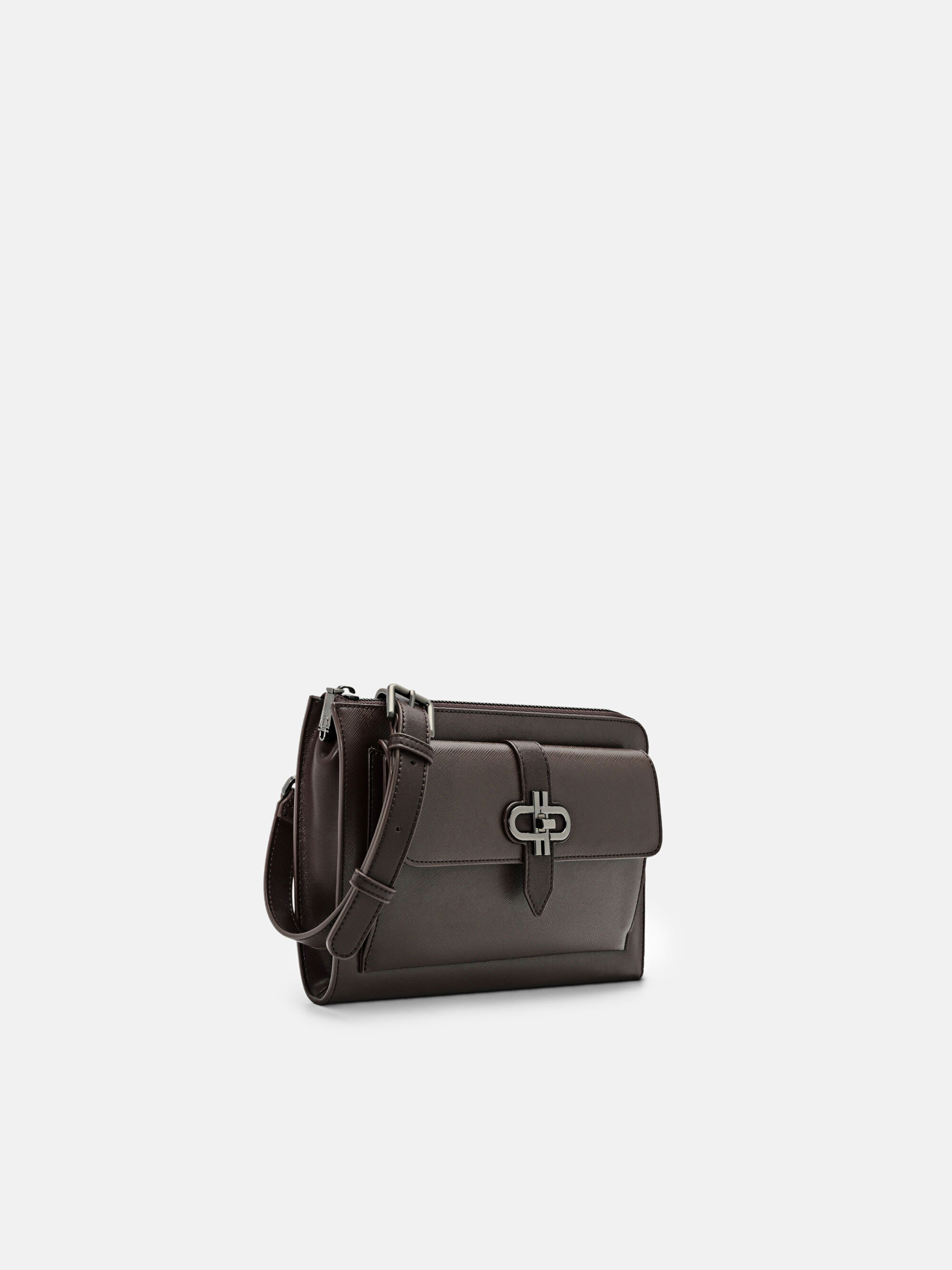 Dark Brown Embossed Leather Clutch Bag - PEDRO SG