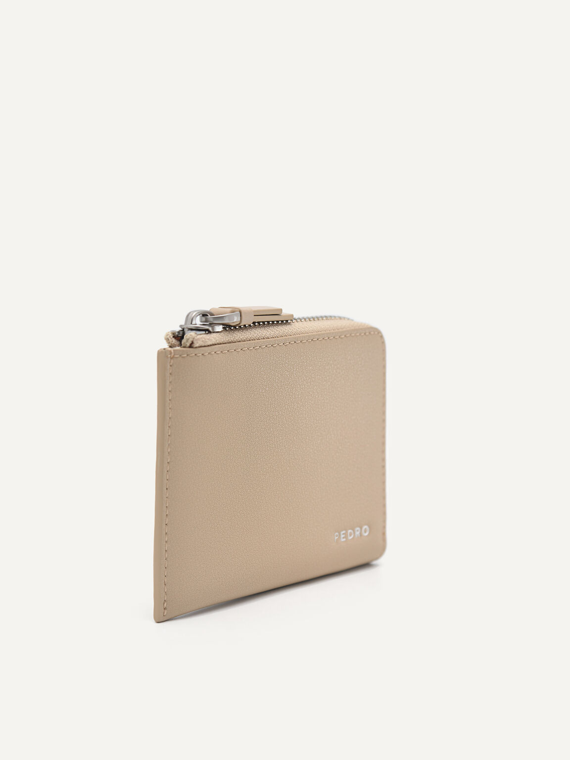 Unisex Leather Zipper Wallet, Sand