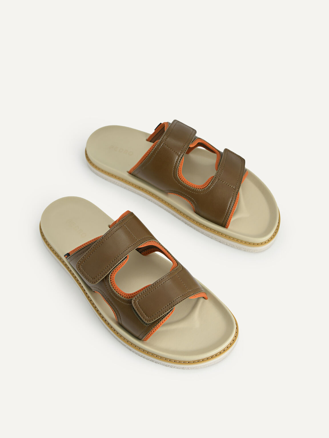 Double Strap Sandals, Olive, hi-res