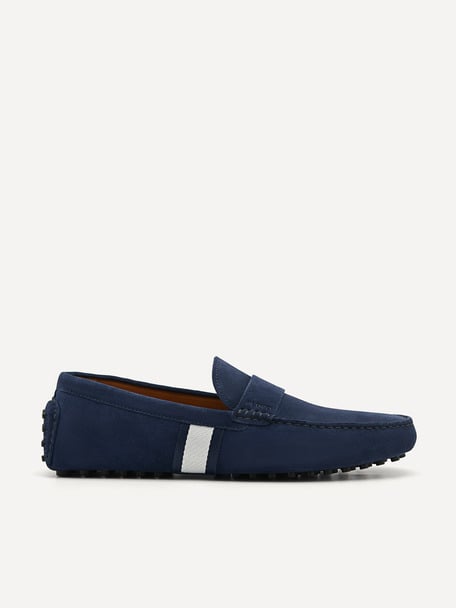 Leather Band Driving Shoes, Navy