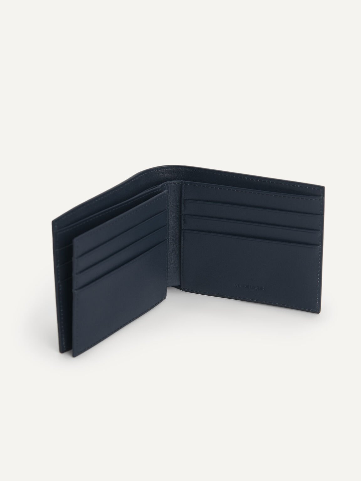 Textured Leather Bi-Fold Wallet, Navy