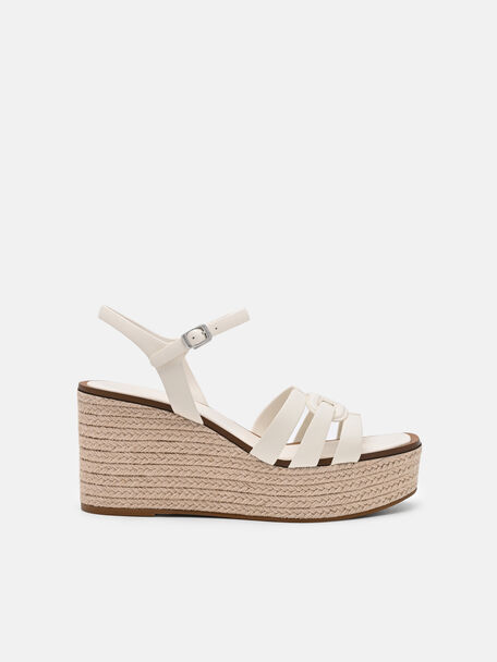 Carmel Leather Wedge Sandals, Chalk