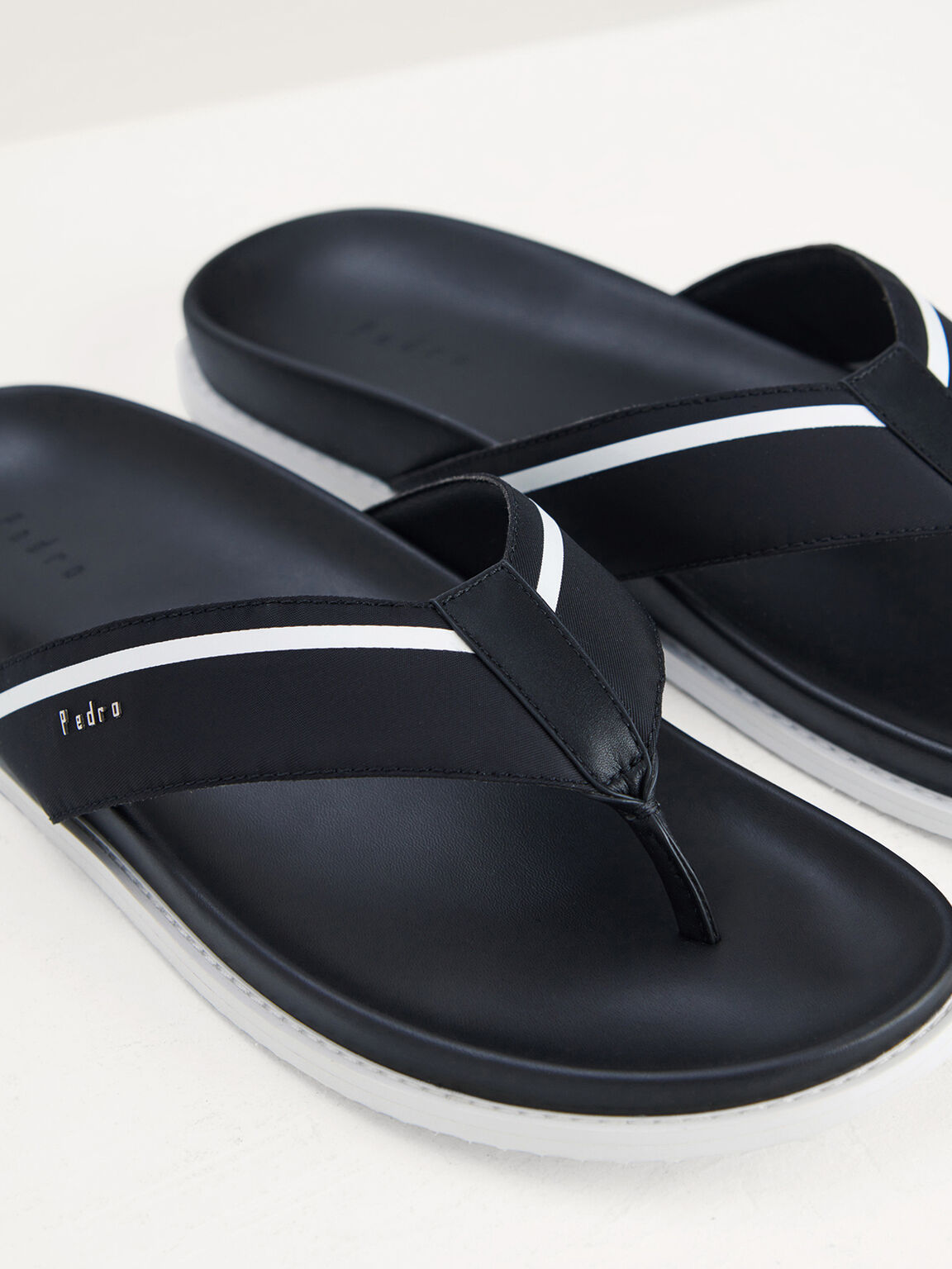 Nylon Thong Sandals, Black