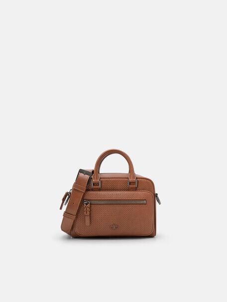 Crosby Crossbody Bag, Cognac Embossed