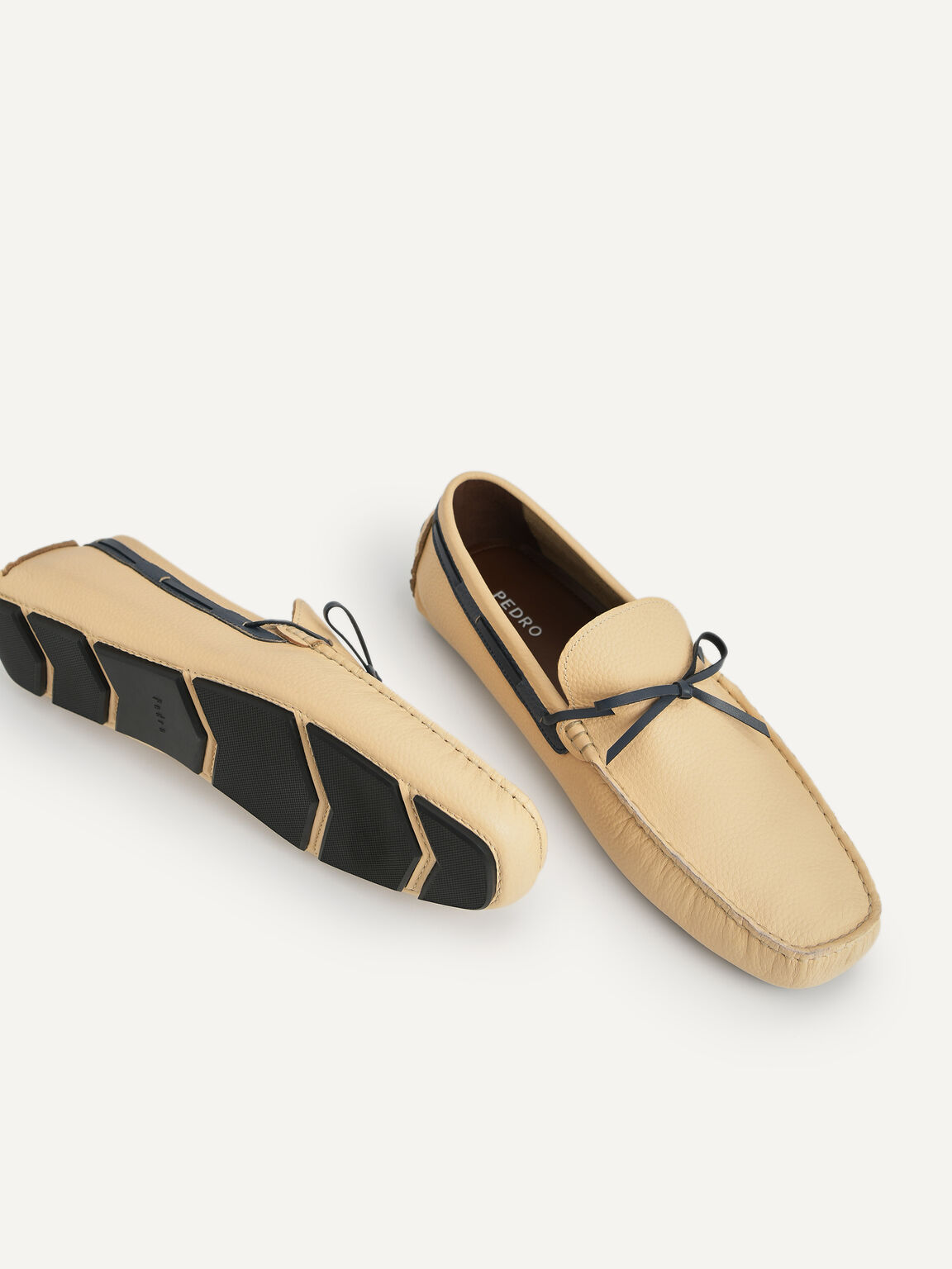 蝴蝶結織紋莫卡辛鞋, 米色