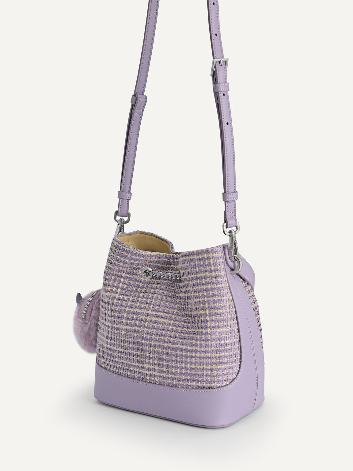 Tweed Bucket Bag, Lilac