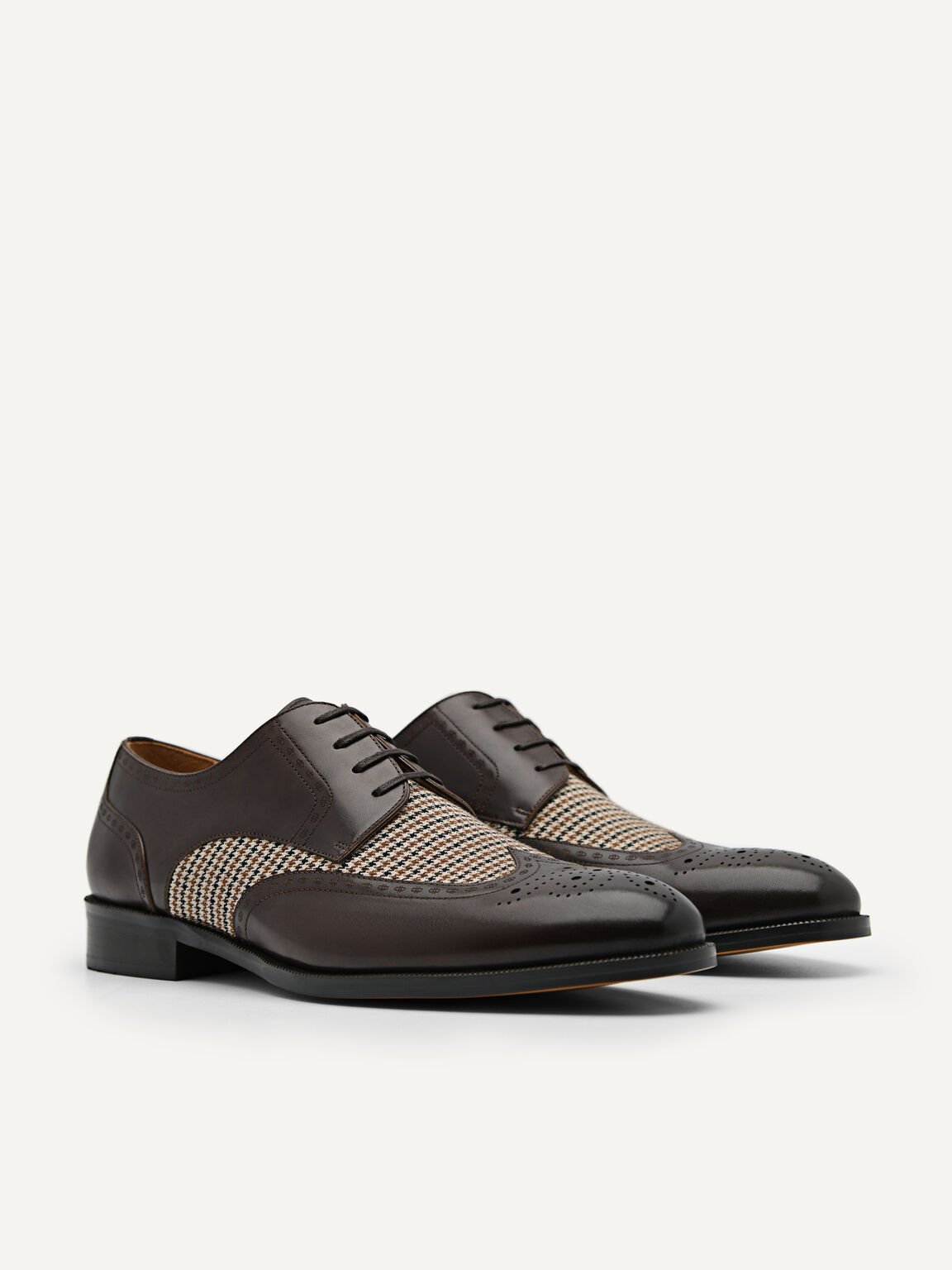 Leather Brougue Derby Shoes, Brown