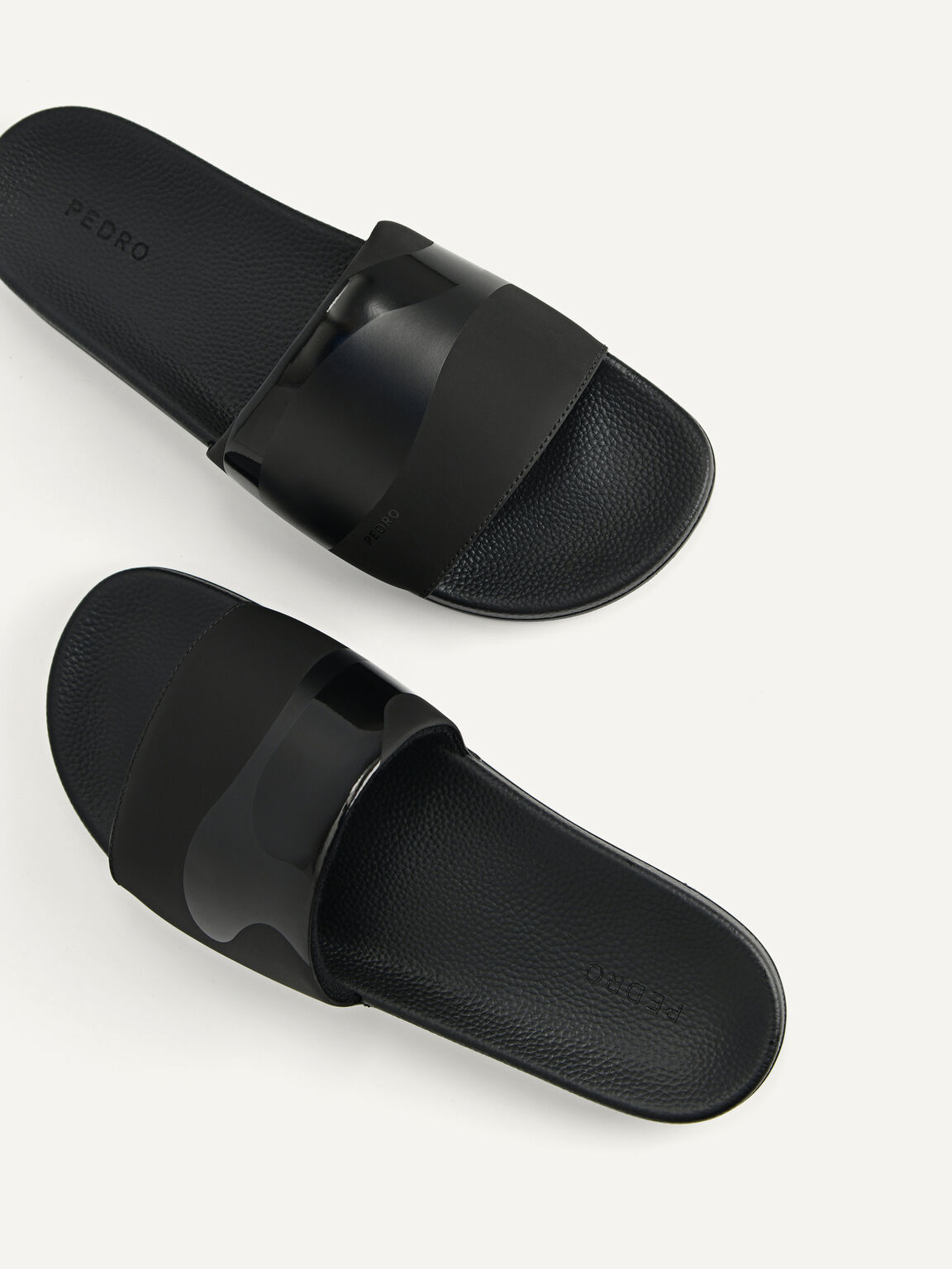 Printed Slide Sandals, Black