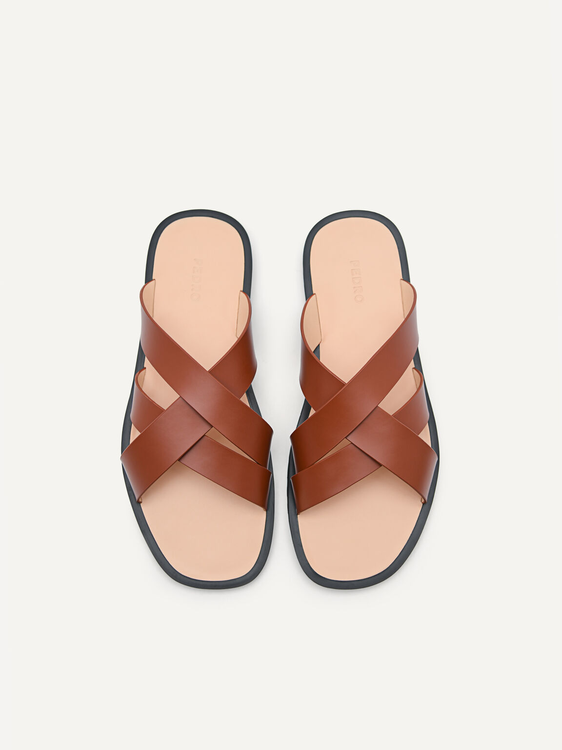 Dune Cross Strap Sandals, Brown