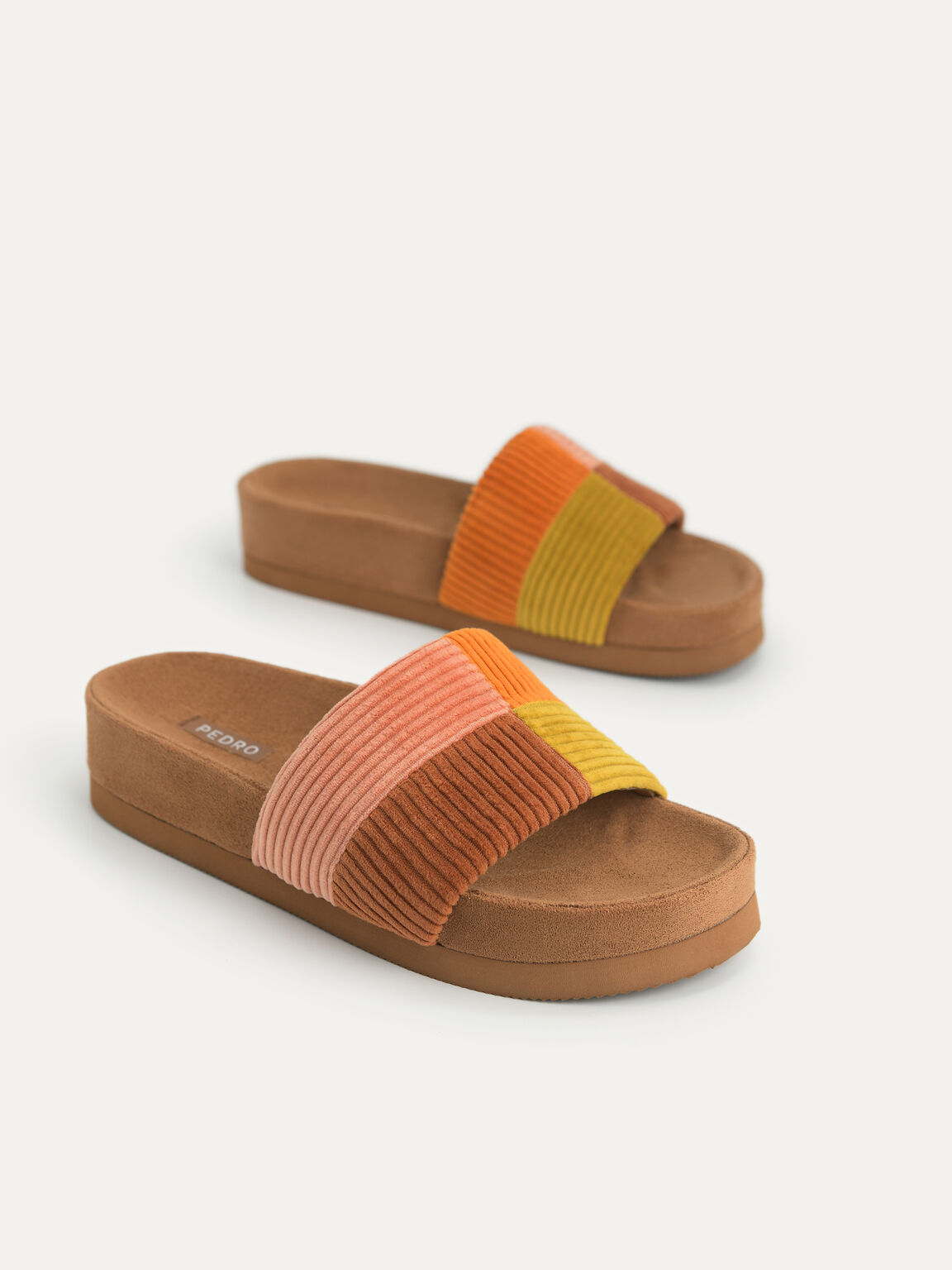 Corduroy Flatform Sandals, Multi, hi-res