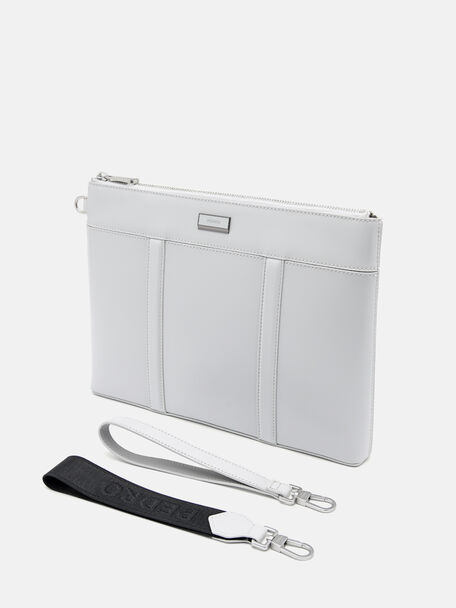 Allen Leather Portfolio Bag, Light Grey