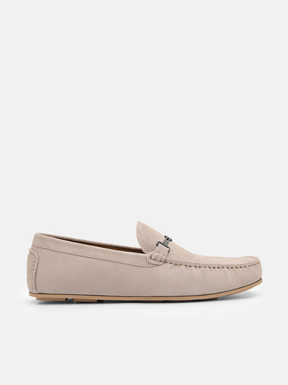Anthony Leather Moccasins, Taupe