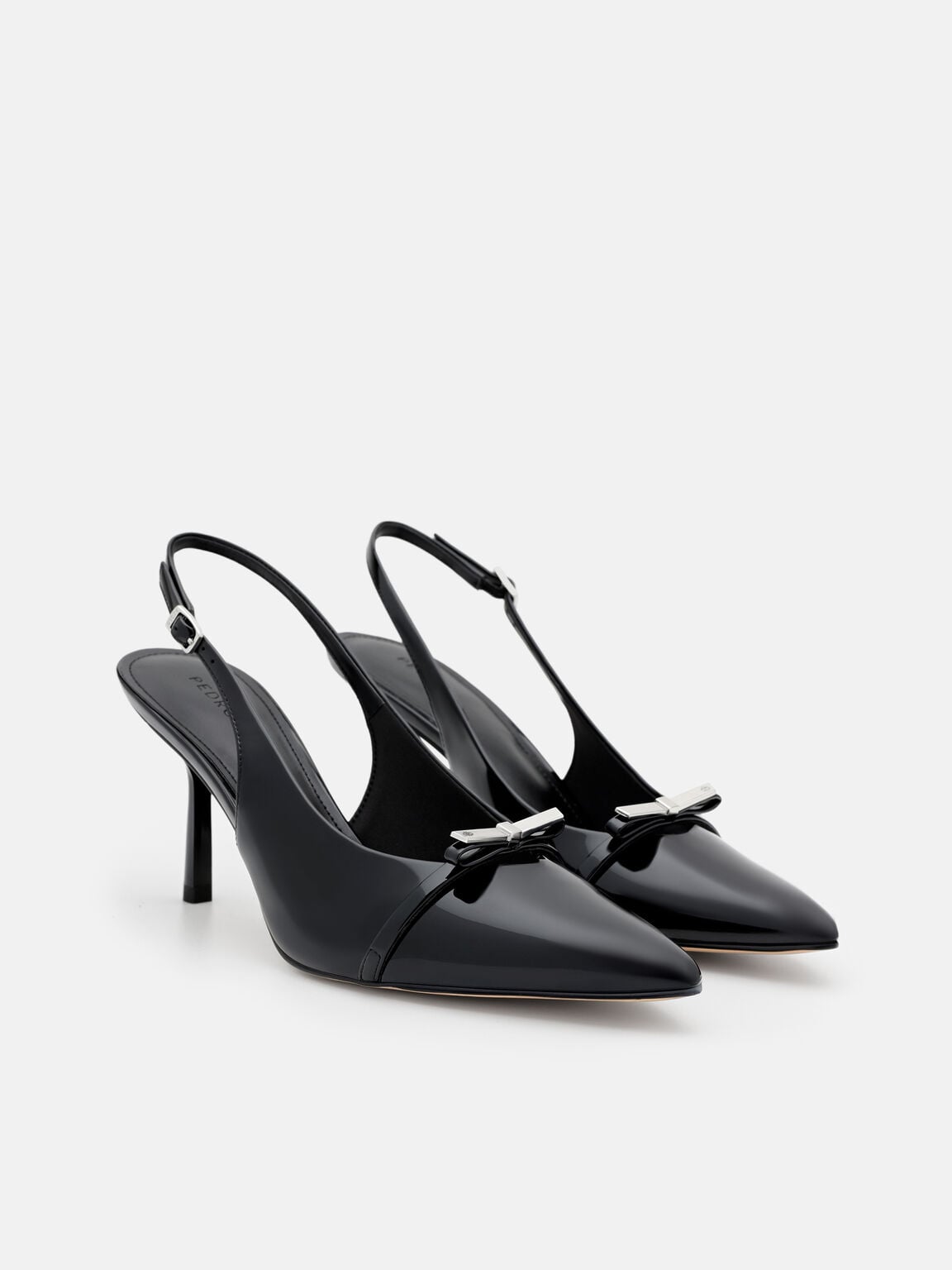 Jeanine Patent Leather Heel Slingback Pumps, Black Patent