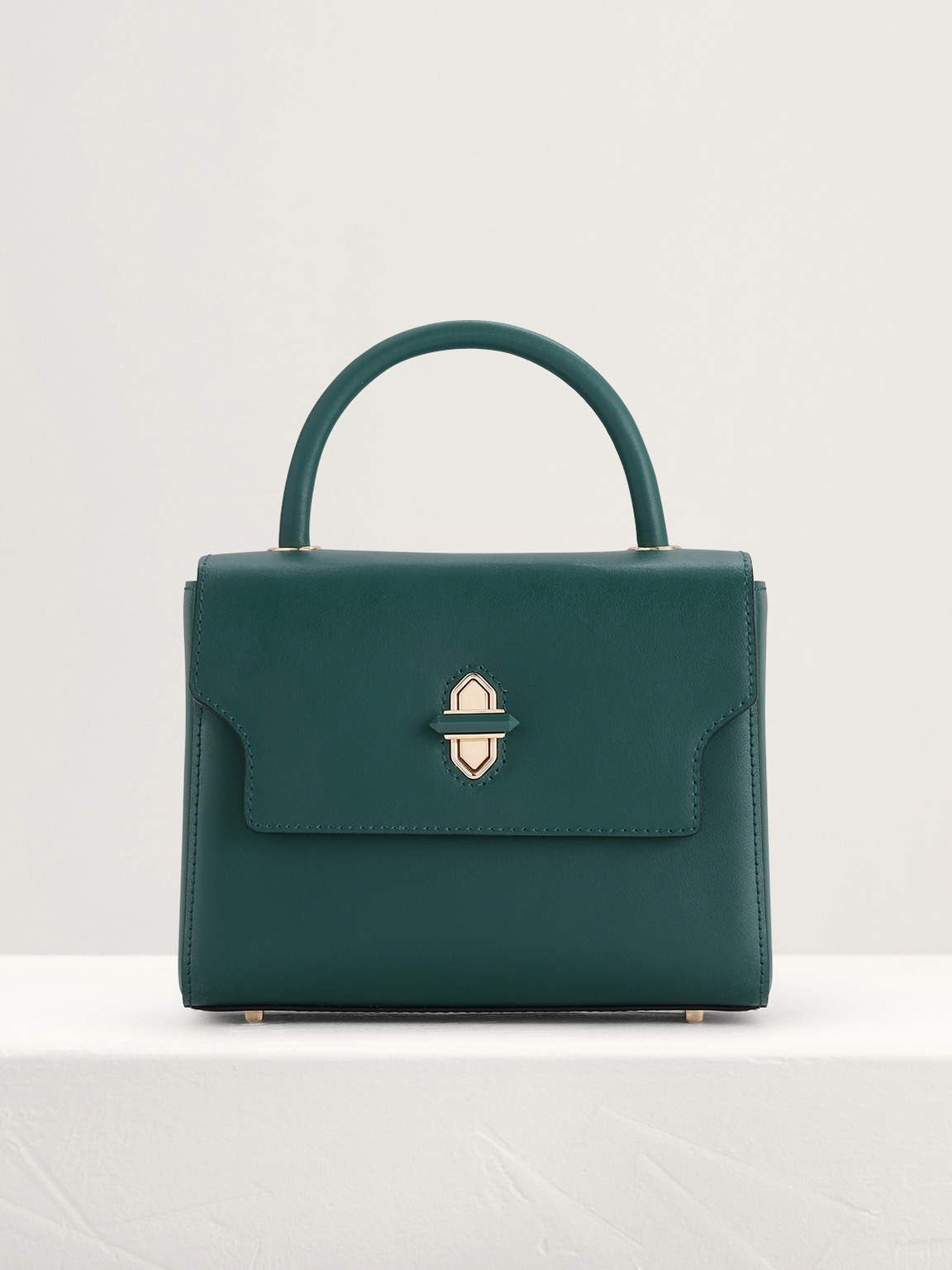 Mini Top Handle Leather Bag, Green