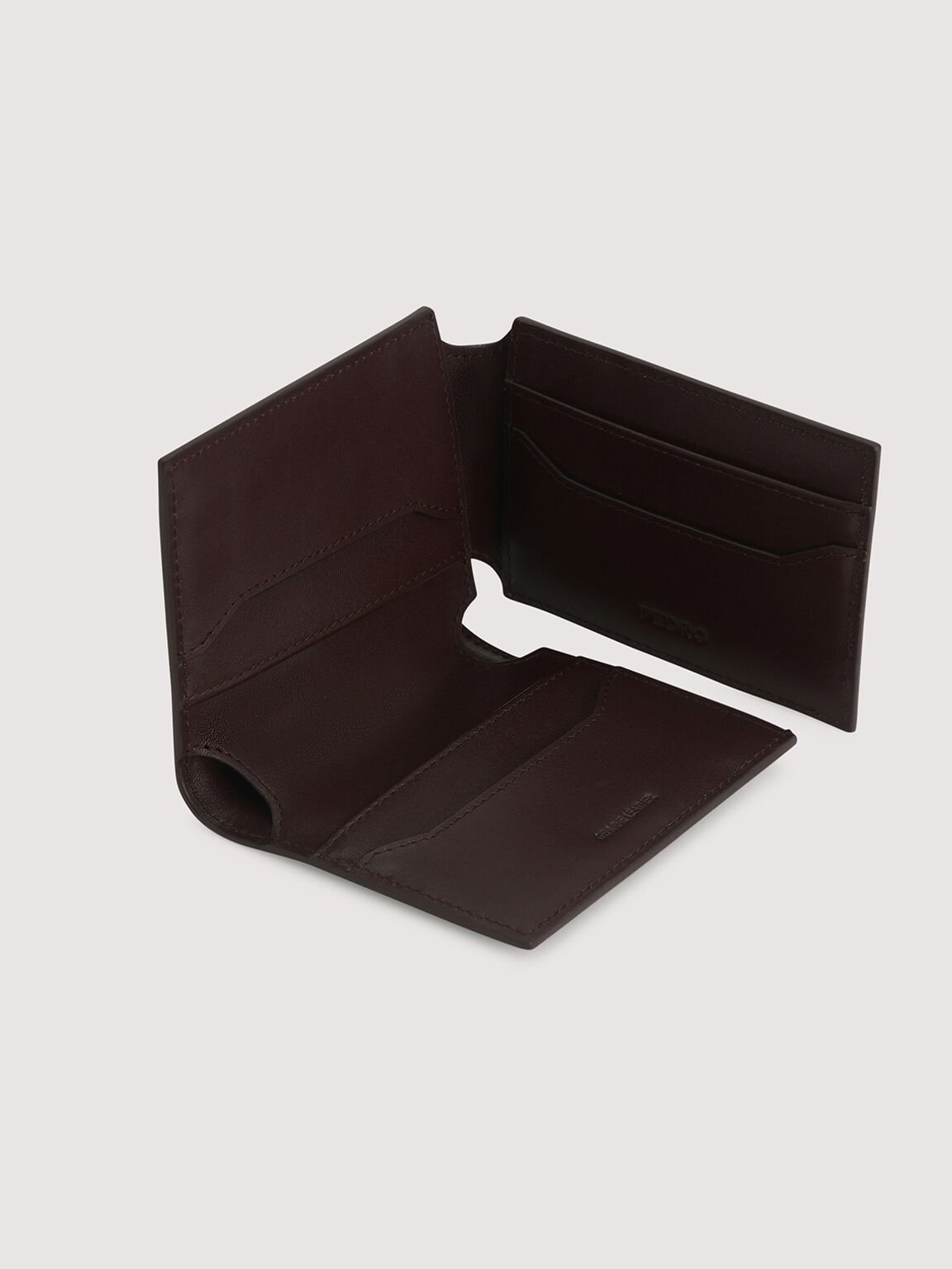 Leather Bi-Fold Cardholder, Dark Brown